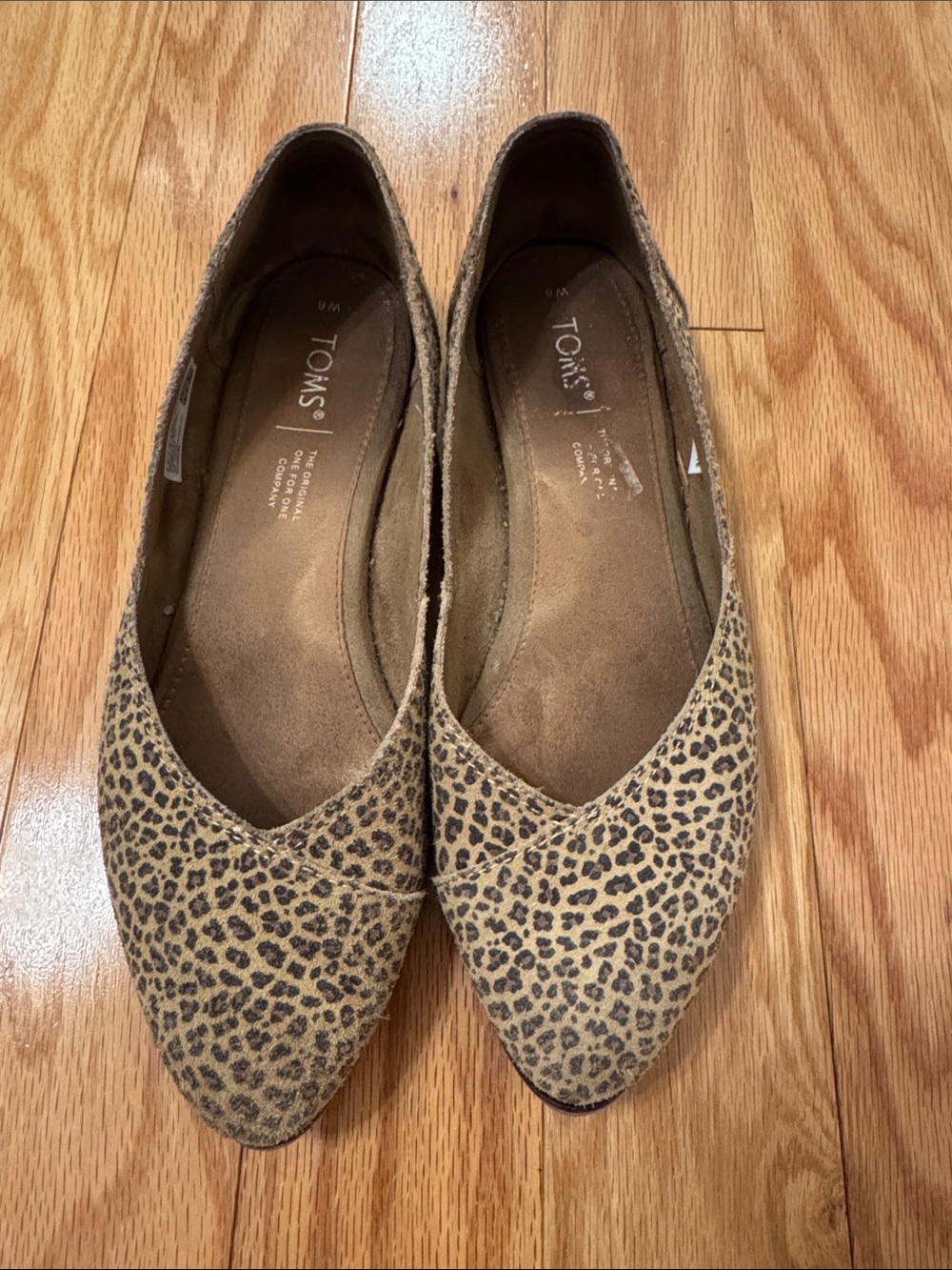 Toms Leopard Print Pointed Toe Ballet Flats - Brown & Black